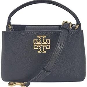 Tory Burch Leather Britten Micro Satchel In Black / Gold MSRP: $348